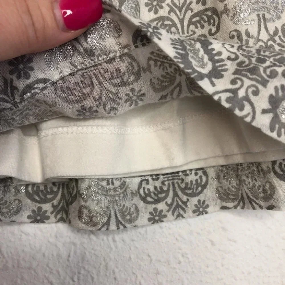 Peek Little‎ Peanut blouse long sleeve gray paisley print metallic 6-12 months